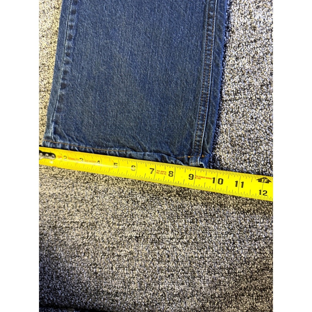 Dickies Bootcut Jeans Womens 14x28 Blue Denim Logo Cotton Relaxed Fit Dark Wash - Picture 10 of 15